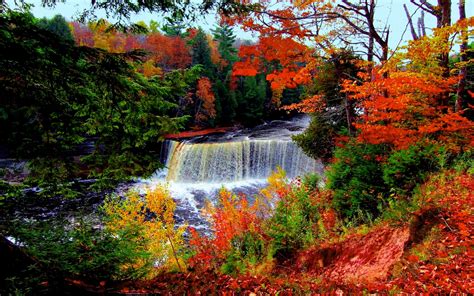 Autumn waterfall wallpaper | nature and landscape | Wallpaper Better