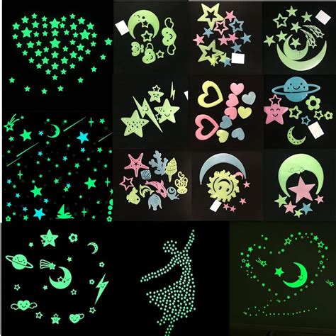 2017 New Fashion Glow In The Dark Star Wall Stickers Luminous Kids Room ...