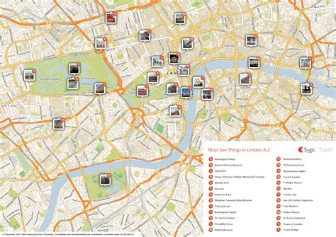 London attractions map - Map of London attractions (England)