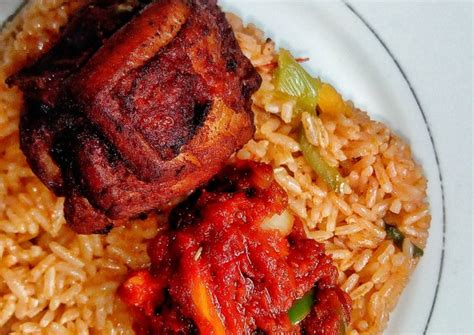 Ghanaian vegetable Jollof rice with red seasoned chicken Recipe by ...