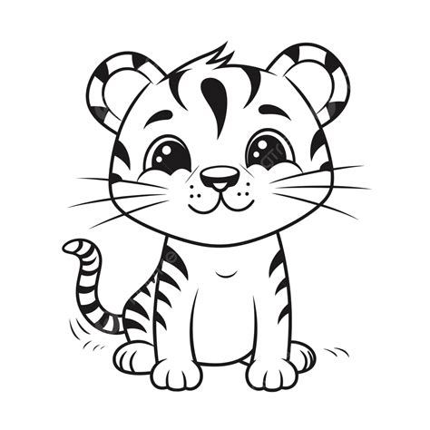 Illustration Of A Small Tiger Simple Vector Coloring With Details ...