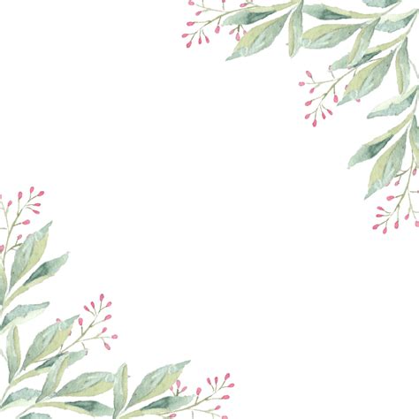 Botanical Green Leaves Watercolor Border, Wedding, Leaves, Watercolor ...