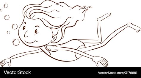 A plain sketch of a girl swimming Royalty Free Vector Image