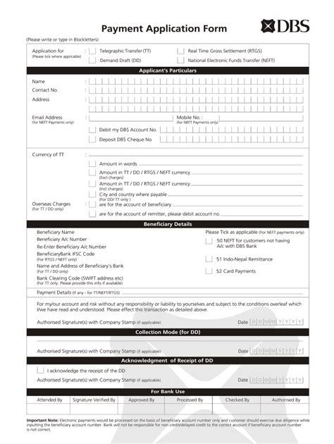 India DBS Payment Application Form 2013-2022 - Fill and Sign Printable ...