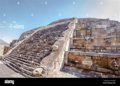 Quetzalcoatl Pyramid Temple at Teotihuacan Ruins - Mexico City Stock ...