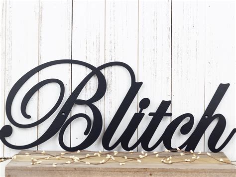 Buy Hand Crafted Script Family Name Metal Sign - Matte Black Shown ...