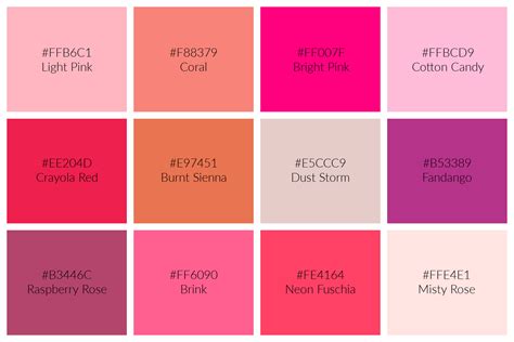 149 Shades of Pink: Names, Hex, RGB, CMYK Codes