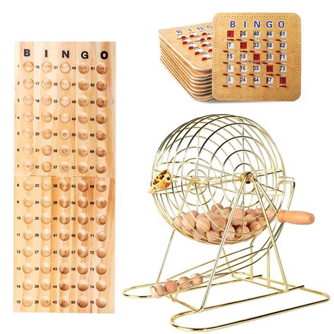 GSE Bingo Game, Bingo Game Set with Cage and Balls, Wood Bingo Master ...