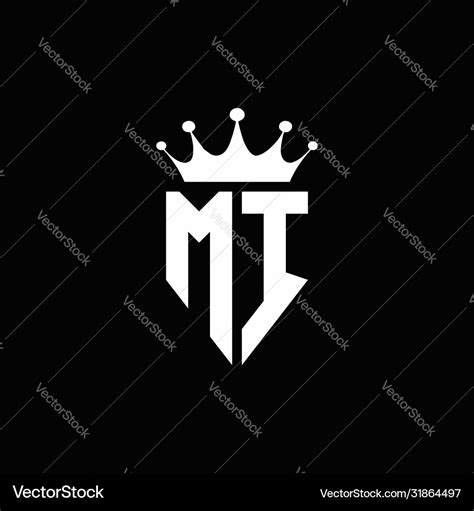 Mi logo monogram emblem style with crown shape Vector Image