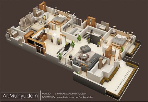 3D FLOOR PLAN OF LUXURY HOUSE :: Behance