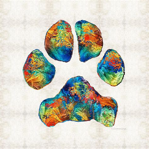 Colorful Dog Paw Print By Sharon Cummings Painting by Sharon Cummings