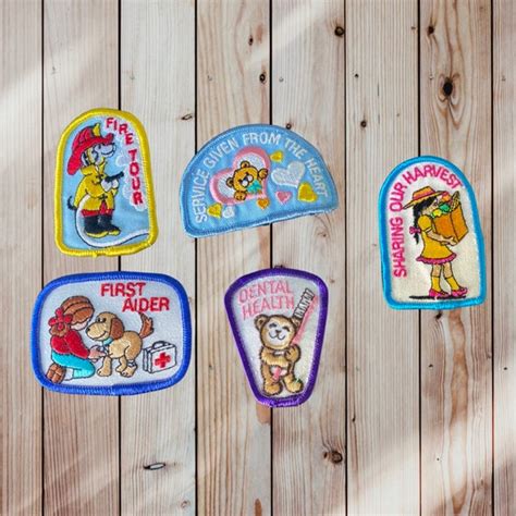 Vintage Caring Girl Scout Patches - Gem