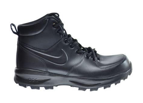 Nike Manoa 454350-003 Men's Triple Black Leather Mid Top Hiking Boots ...