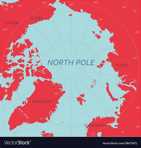 North pole detailed editable map Royalty Free Vector Image