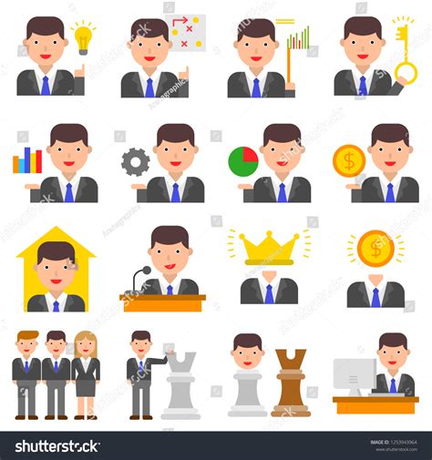 Businessman Vector Illustration Set Flat Design Stock Vector (Royalty ...