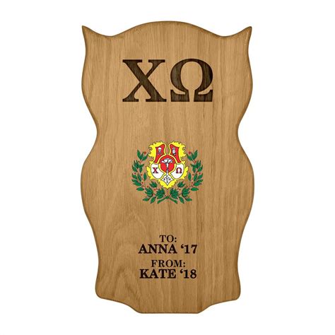 Chi Omega Engraved Owl Plaque by Greek Creations