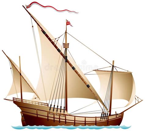 Caravel, a sailing ship. Caravel, Age of Discovery sailing ship vector ...