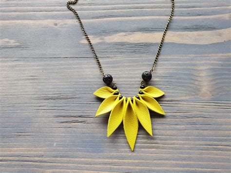 Bright Yellow Necklace Statement Jewelry Boho Necklace Gift | Etsy