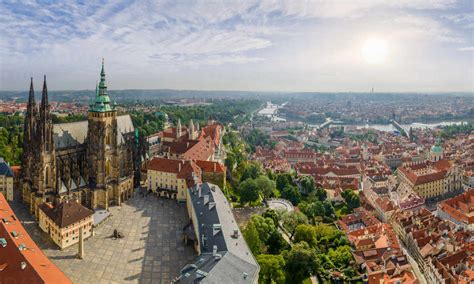 Aerial view of the Prague castle during the day, Czech Republic stock photo