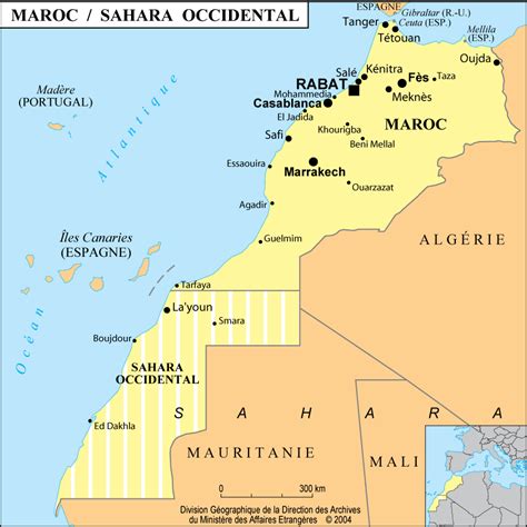 Carte des villes du Maroc et du Sahara