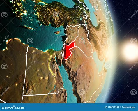 Jordan during sunrise stock illustration. Illustration of satellite ...