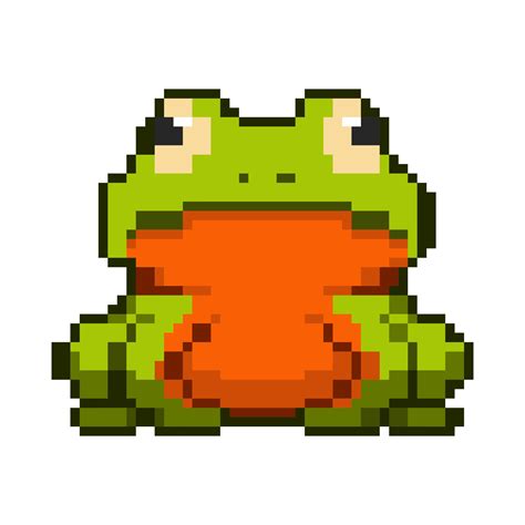 Vector cute and adorable bright green frog pixel art style suitable for ...