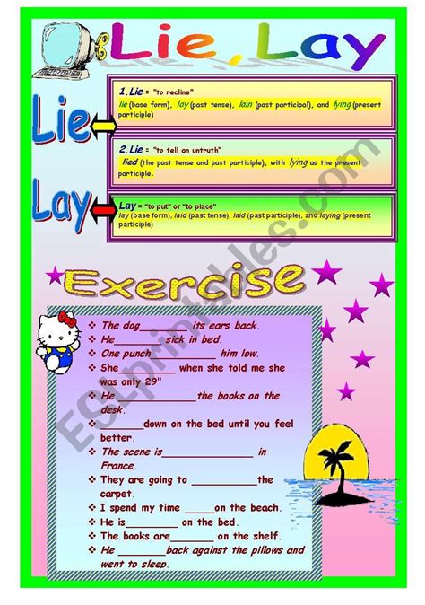 Lie Vs Lay Worksheet