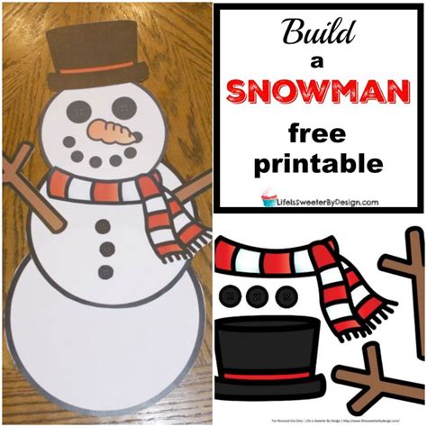 Build a Snowman Free Printables - Life ... | Winter crafts for kids ...