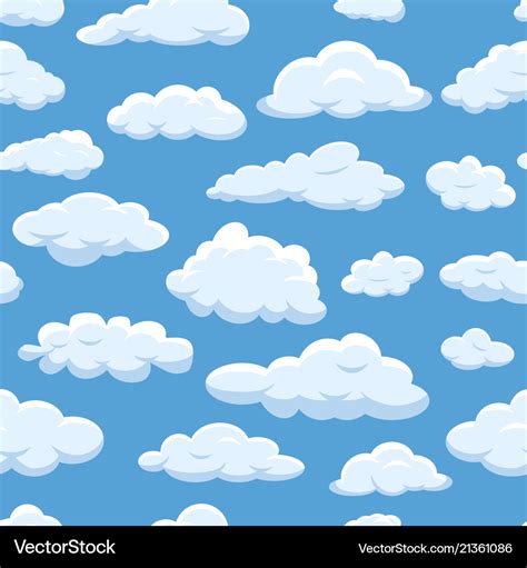 Clouds seamless pattern on blue sky background Vector Image