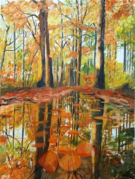 Autumn forest painting by Riet. Artist at atelier Eduard Moes | Autumn ...