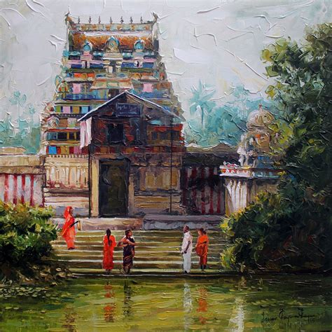 Buy 'Village Temple' a beautiful painting by Indian Artist Iruvan ...