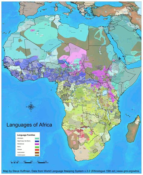 Detailed map of Africa's languages - Vivid Maps