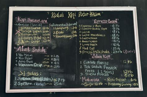 Warung Kopi Sederhana Di Kampung Papan Menu - Desain id