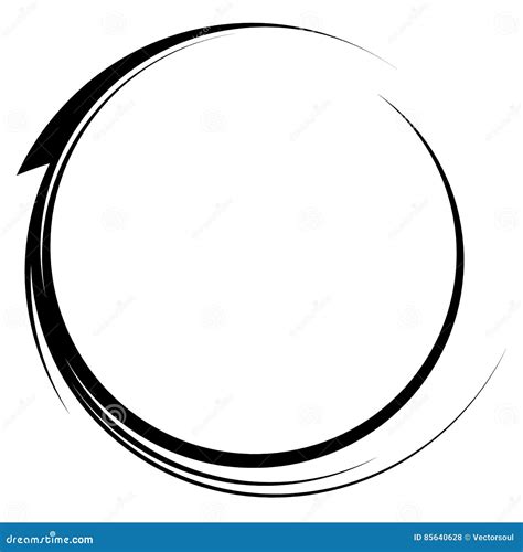 Circle with Dynamic Swoosh Line Frame. Monochrome Circular Element ...