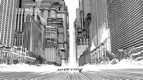 Grayscale photo of city buildings, Akira, katsuhiro otomo, Monochrome ...