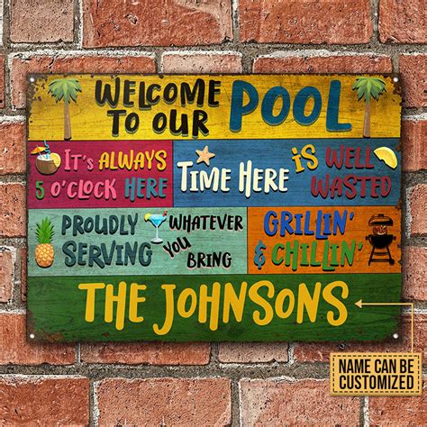 Personalized Swimming Pool Welcome To Our Custom Classic Metal Signs ...