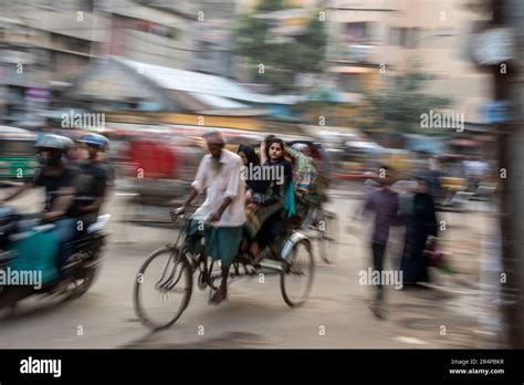 A rickshaw on the streets of the Old Town, Dhaka, Bangladesh Stock ...