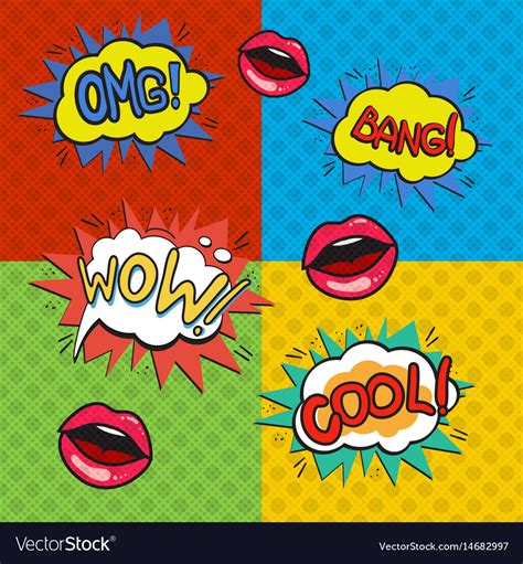 Pop art logos set Royalty Free Vector Image - VectorStock