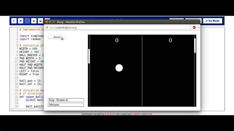 Pong game using Python and simplegui framework - YouTube