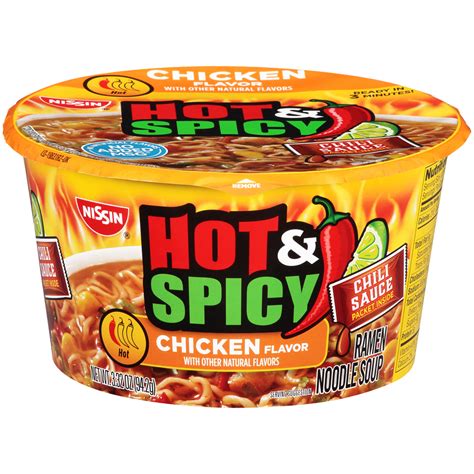 Nissin Bowl Noodles Ramen Noodle Soup, Hot & Spicy, Chicken Flavor 3.32 ...