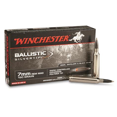 Winchester Supreme Ballistic Silvertip, 7mm Rem Magnum, BST, 150 Grain ...