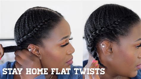 STAY AT HOME PROTECTIVE HAIRSTYLE ON NATURAL 4C HAIR | FLAT TWIST ...