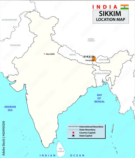 Vettoriale Stock Sikkim map. Highlight Sikkim map on India map with a ...