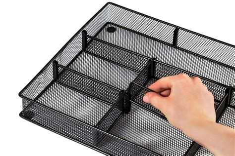 Custom Drawer Organizer Tray - 20 Adjustable Metal Mesh Dividers to ...