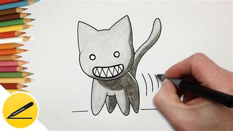 How to draw Kamineko the Cat (Biting or Evil Cat) - Drawing step by ...