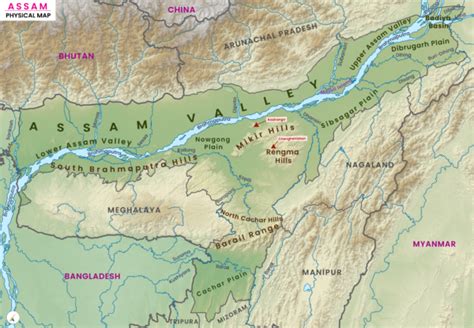 Assam Physical Map - UPSC