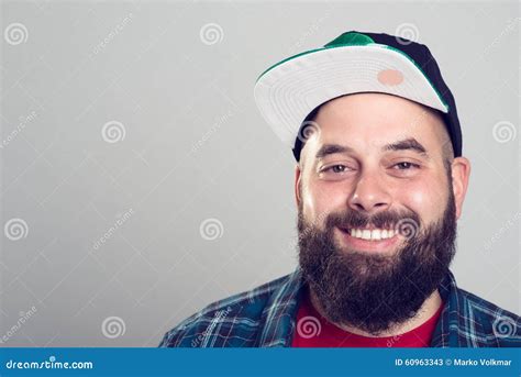 Bearded Man with Baseball Cap is Smiling Stock Image - Image of male ...