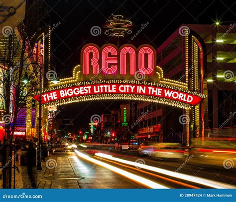 Reno Sign editorial stock image. Image of streetu, neon - 28947424