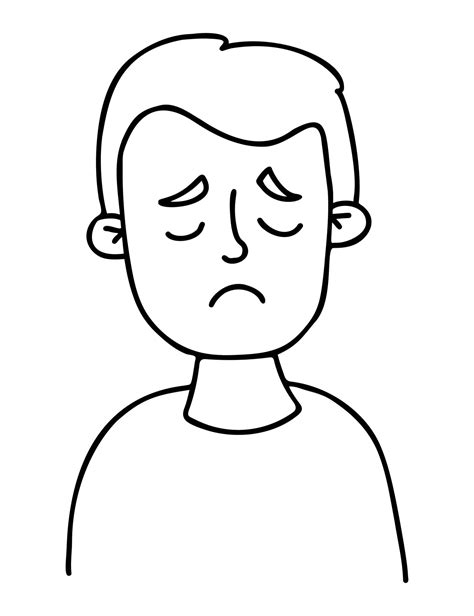 face sad boy. Portrait of an upset child with closed eyes. Vector ...