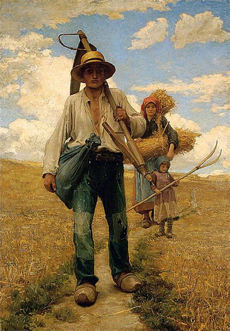 'French Peasants in a Stubble Field' (1882) by Georges Laugée | Dipinti ...